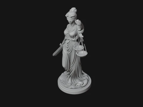Lady Justice Statue Design 2 - 3D Print Model 3D Print Model