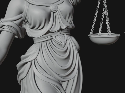 Lady Justice Statue Design 2 - 3D Print Model 3D Print Model