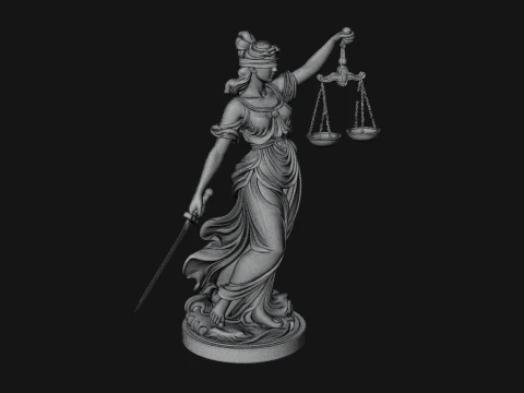 Lady Justice Statue Design 2 - 3D Print Model 3D Print Model