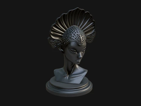 Shell Crown Woman Bust Statue Design 4 - 3D Print Model 3D Print Model