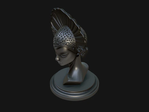Shell Crown Woman Bust Statue Design 4 - 3D Print Model 3D Print Model