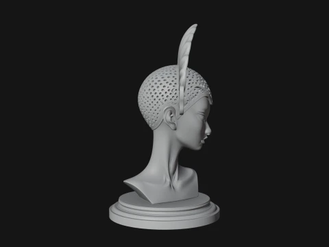 Shell Crown Woman Bust Statue Design 4 - 3D Print Model 3D Print Model