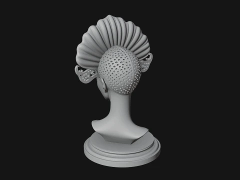 Shell Crown Woman Bust Statue Design 4 - 3D Print Model 3D Print Model
