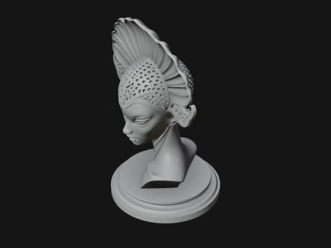 Shell Crown Woman Bust Statue Design 4 - 3D Print Model 3D Print Model