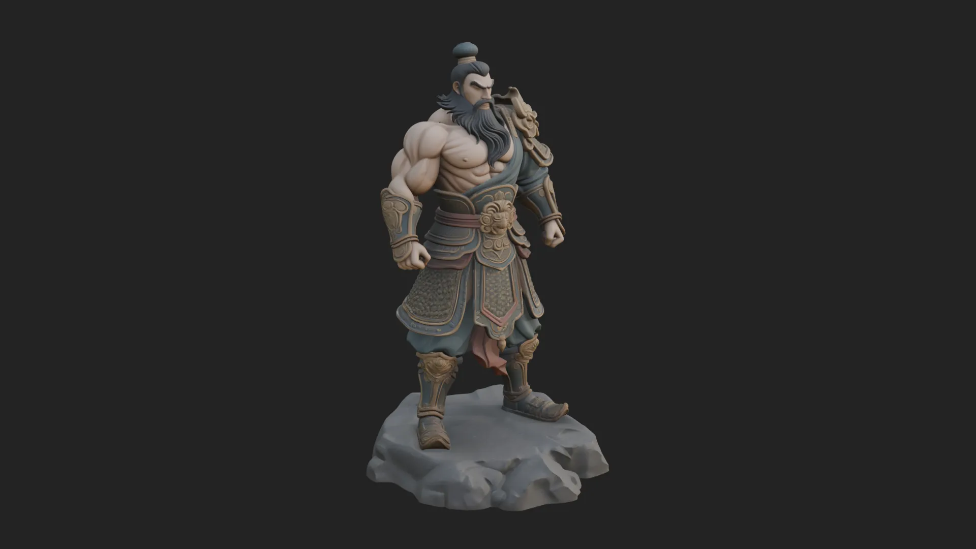 Chinese General on Rock Statue Design 3 - 3D Print Model 3D Print Model .c4d .max .obj .3ds .fbx .stl .blend 