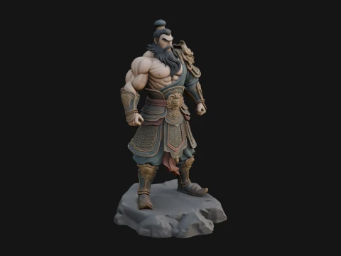 Chinese General on Rock Statue Design 3 - 3D Print Model 3D Print Model