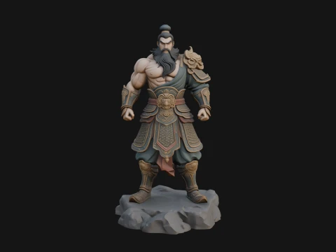Chinese General on Rock Statue Design 3 - 3D Print Model 3D Print Model