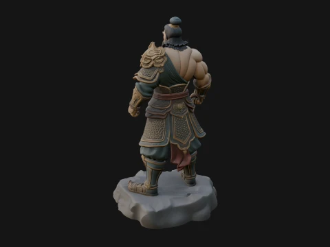 Chinese General on Rock Statue Design 3 - 3D Print Model 3D Print Model