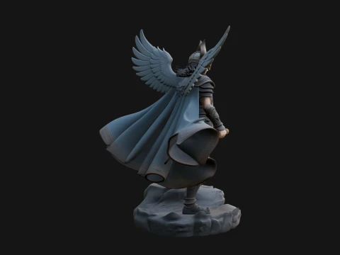 Valkyrie with Hammer Statue Design 1 - 3D Print Model 3D Print Model