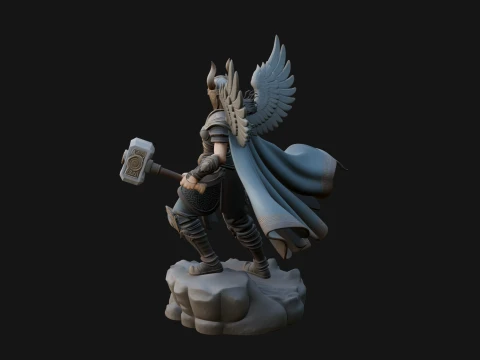 Valkyrie with Hammer Statue Design 1 - 3D Print Model 3D Print Model