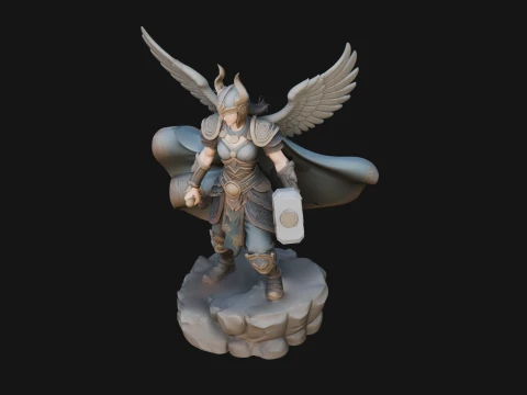 Valkyrie with Hammer Statue Design 1 - 3D Print Model 3D Print Model