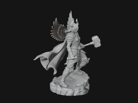 Valkyrie with Hammer Statue Design 1 - 3D Print Model 3D Print Model