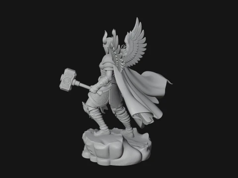 Valkyrie with Hammer Statue Design 1 - 3D Print Model 3D Print Model