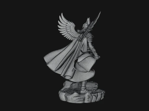 Valkyrie with Hammer Statue Design 1 - 3D Print Model 3D Print Model