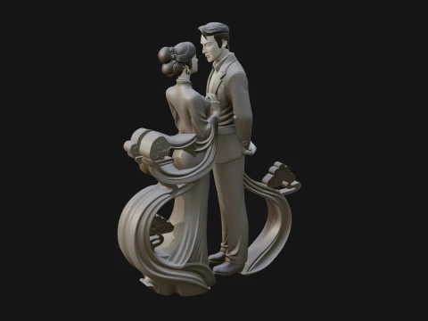 Robed Couple Statue Design 2 - 3D Print Model 3D Print Model