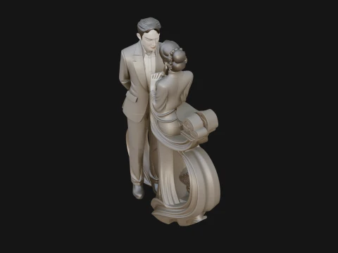 Robed Couple Statue Design 2 - 3D Print Model 3D Print Model