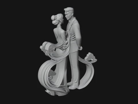 Robed Couple Statue Design 2 - 3D Print Model 3D Print Model