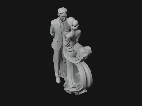 Robed Couple Statue Design 2 - 3D Print Model 3D Print Model