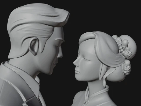 Robed Couple Statue Design 2 - 3D Print Model 3D Print Model