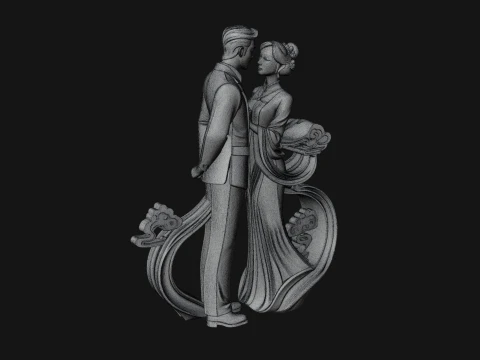 Robed Couple Statue Design 2 - 3D Print Model 3D Print Model