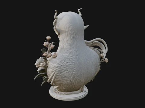 Flower Fairy Bust Statue Design 2 - 3D Print Model 3D Print Model