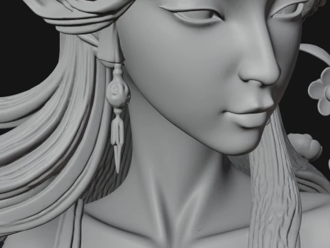 Flower Fairy Bust Statue Design 2 - 3D Print Model 3D Print Model