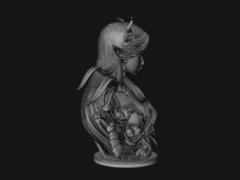 Flower Fairy Bust Statue Design 2 - 3D Print Model 3D Print Model