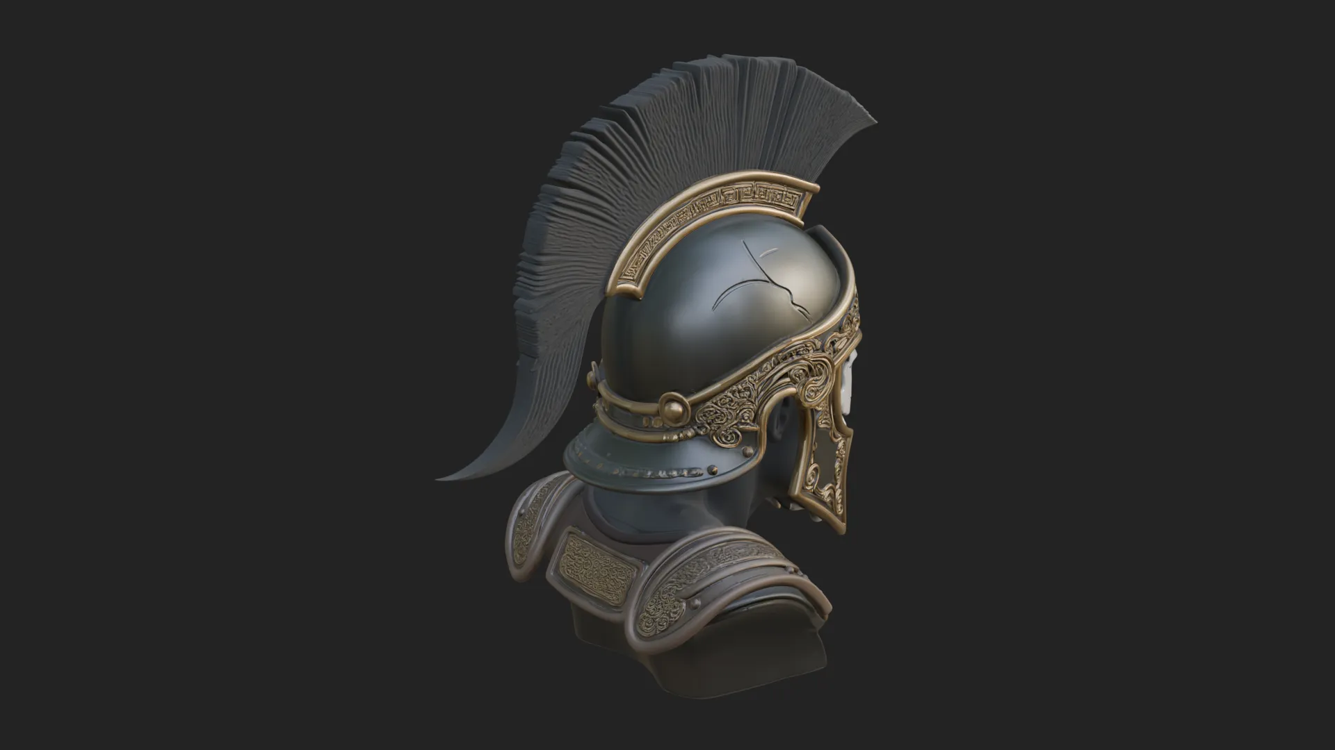 Skull in Crested Helmet Bust Statue Design 2 - 3D Print Model 3D Print Model .c4d .max .obj .3ds .fbx .stl .blend 