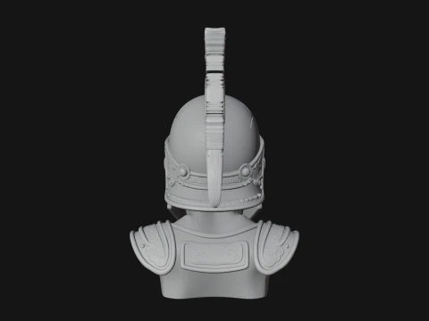 Skull in Crested Helmet Bust Statue Design 2 - 3D Print Model 3D Print Model