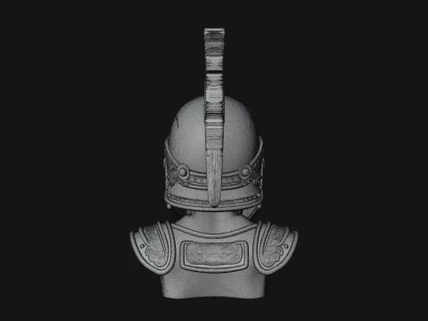 Skull in Crested Helmet Bust Statue Design 2 - 3D Print Model 3D Print Model