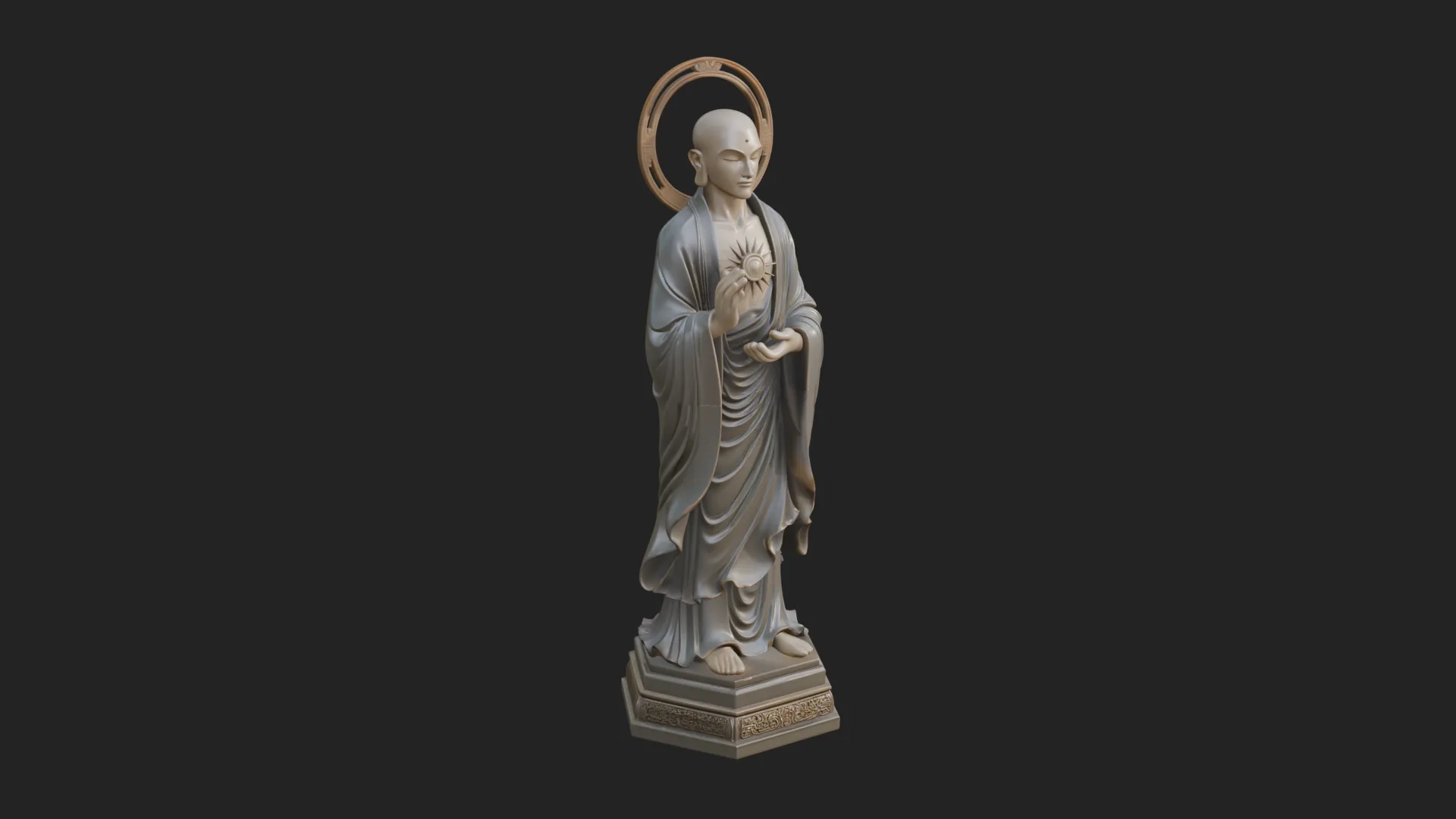 Standing Guanyin on Lotus Statue Design 3 - 3D Print Model 3D Print Model .c4d .max .obj .3ds .fbx .stl .blend 