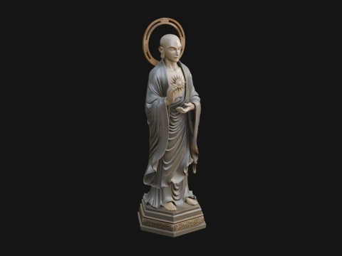 Standing Guanyin on Lotus Statue Design 3 - 3D Print Model 3Dプリントモデル