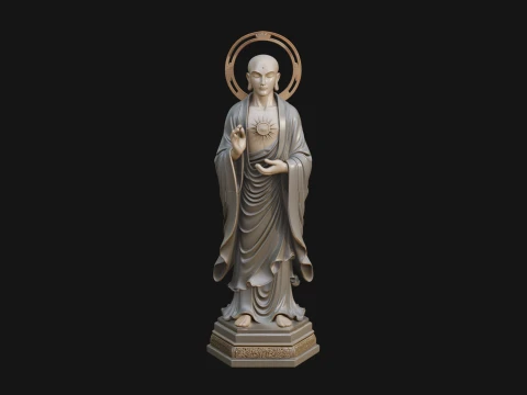 Standing Guanyin on Lotus Statue Design 3 - 3D Print Model 3D Print Model