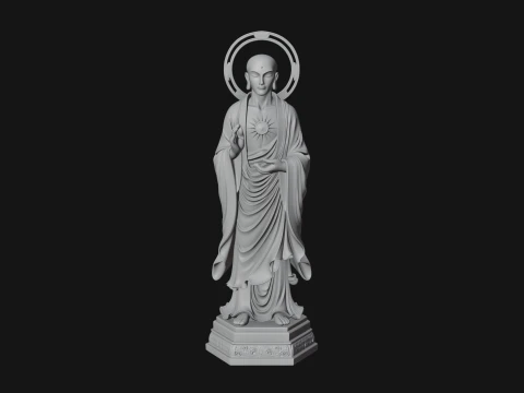 Standing Guanyin on Lotus Statue Design 3 - 3D Print Model 3D Print Model