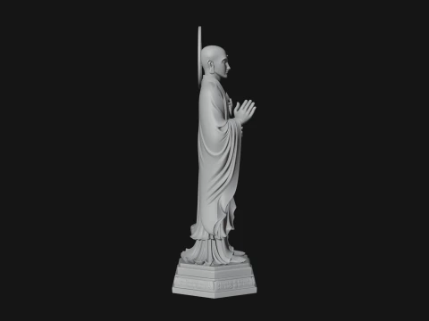 Standing Guanyin on Lotus Statue Design 3 - 3D Print Model 3D Print Model