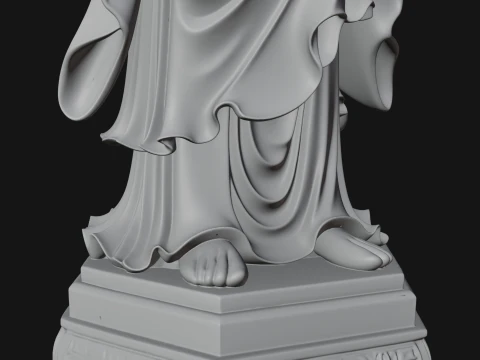 Standing Guanyin on Lotus Statue Design 3 - 3D Print Model 3D Print Model