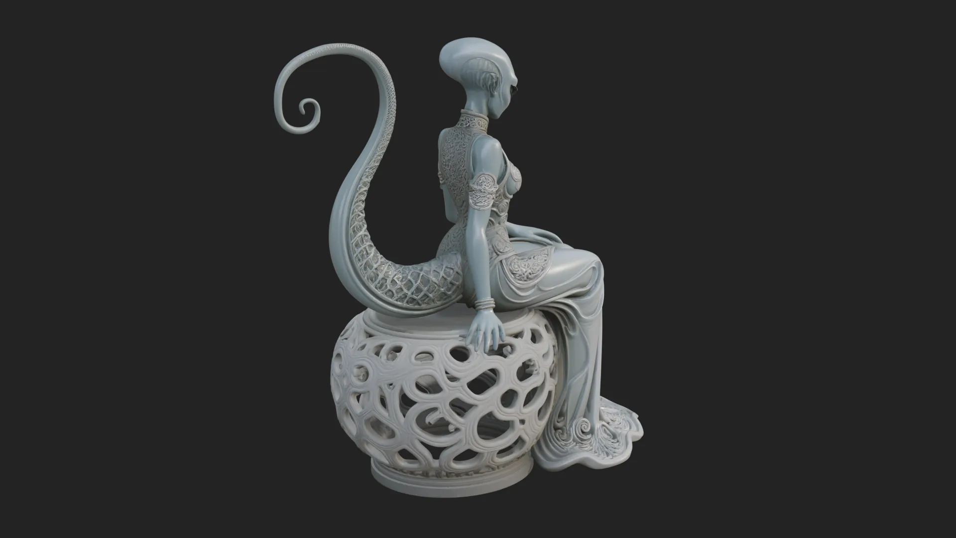 Seated Alien Woman Statue Design 2 - 3D Print Model 3D Print Model .c4d .max .obj .3ds .fbx .stl .blend