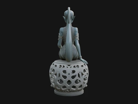 Seated Alien Woman Statue Design 2 - 3D Print Model 3D Print Model