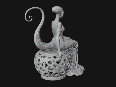 Seated Alien Woman Statue Design 2 - 3D Print Model 3D Print Model