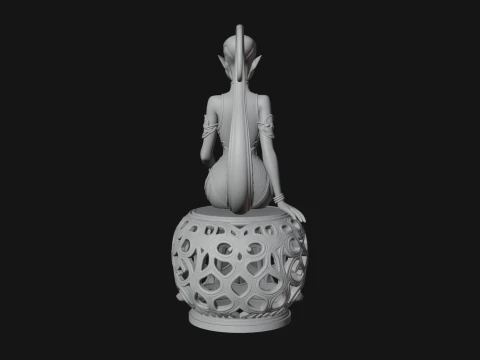 Seated Alien Woman Statue Design 2 - 3D Print Model 3D Print Model