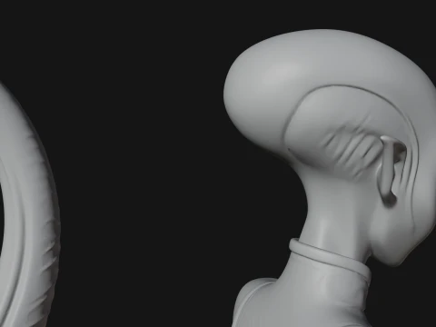Seated Alien Woman Statue Design 2 - 3D Print Model 3D Print Model
