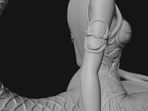 Seated Alien Woman Statue Design 2 - 3D Print Model 3D Print Model