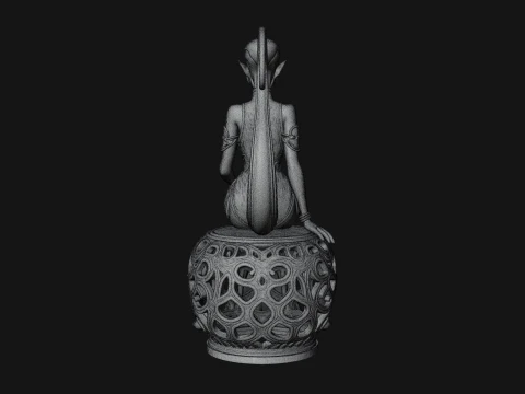 Seated Alien Woman Statue Design 2 - 3D Print Model 3D Print Model