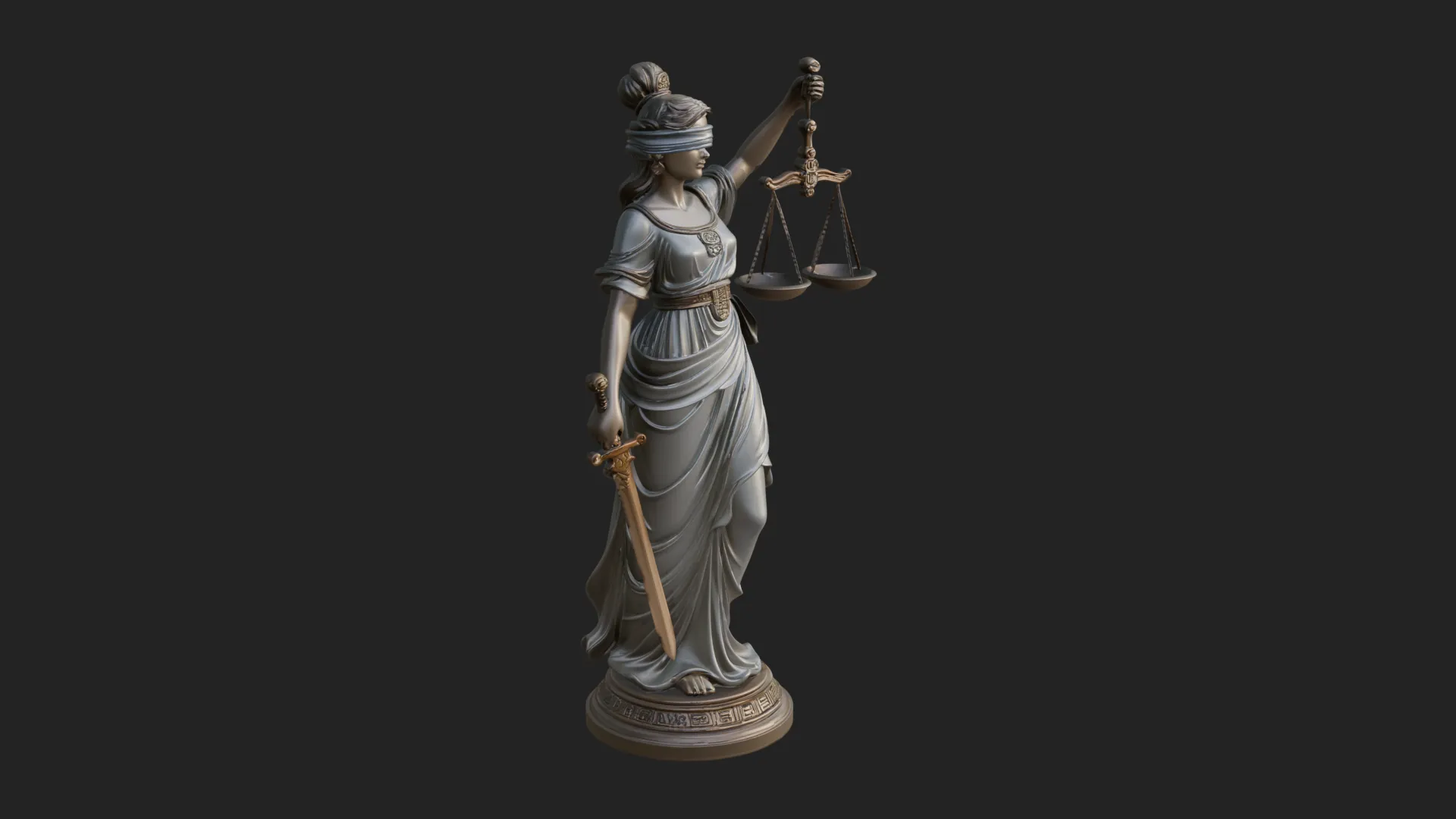 Lady Justice Statue Design 3 - 3D Print Model 3D Print Model .c4d .max .obj .3ds .fbx .stl .blend 