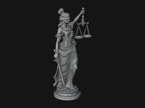 Lady Justice Statue Design 3 - 3D Print Model 3D Print Model