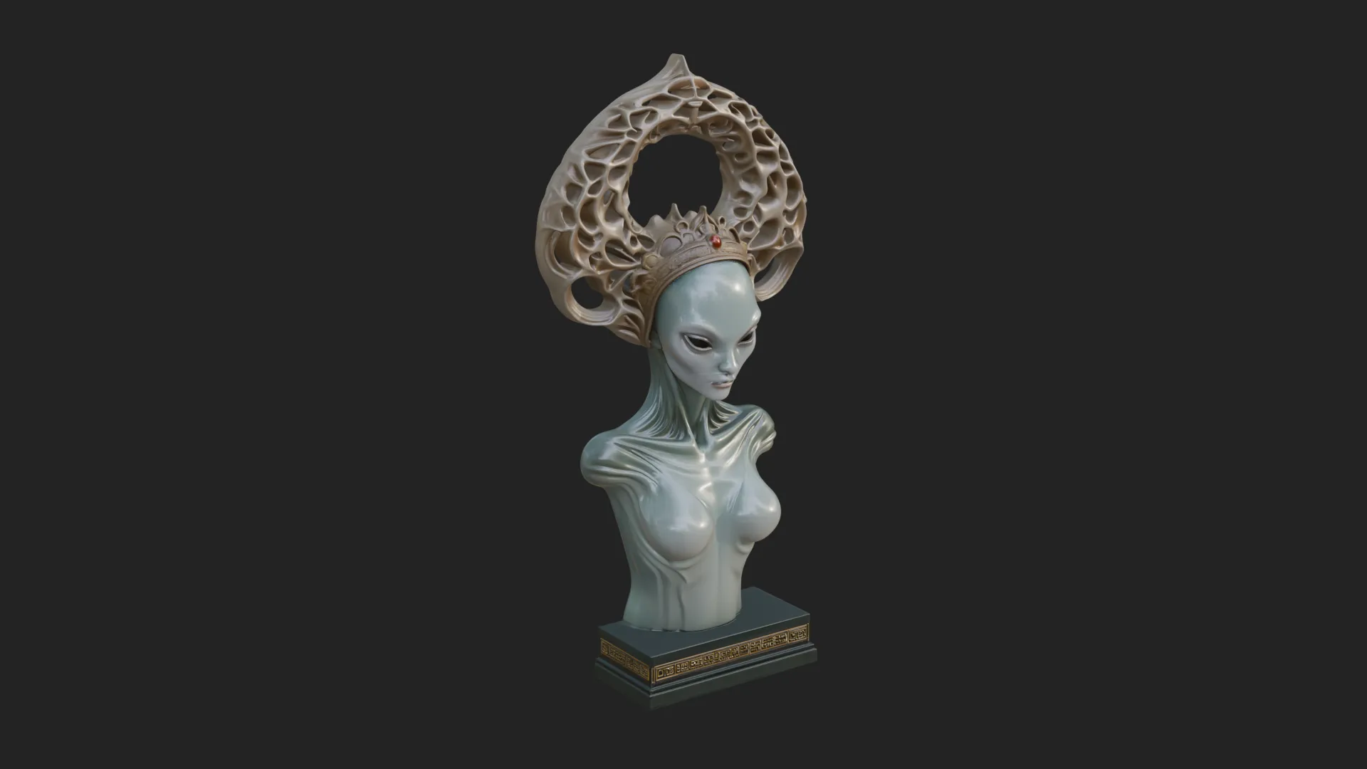 Alien Queen Bust Statue Design 2 - 3D Print Model 3D Print Model .c4d .max .obj .3ds .fbx .stl .blend