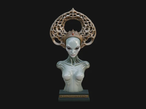 Alien Queen Bust Statue Design 2 - 3D Print Model 3D Print Model