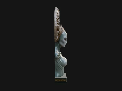 Alien Queen Bust Statue Design 2 - 3D Print Model 3D Print Model