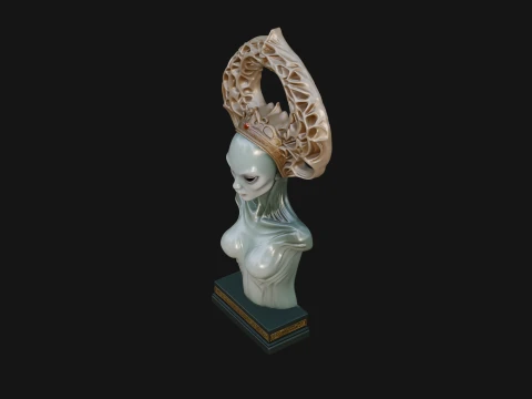 Alien Queen Bust Statue Design 2 - 3D Print Model 3D Print Model