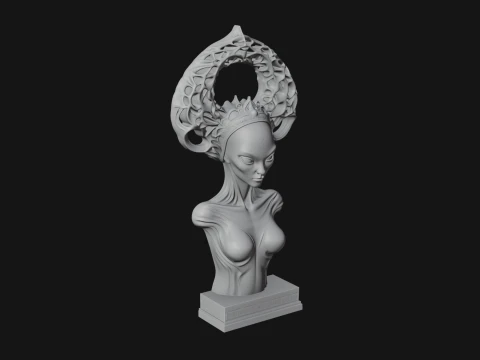 Alien Queen Bust Statue Design 2 - 3D Print Model 3D Print Model